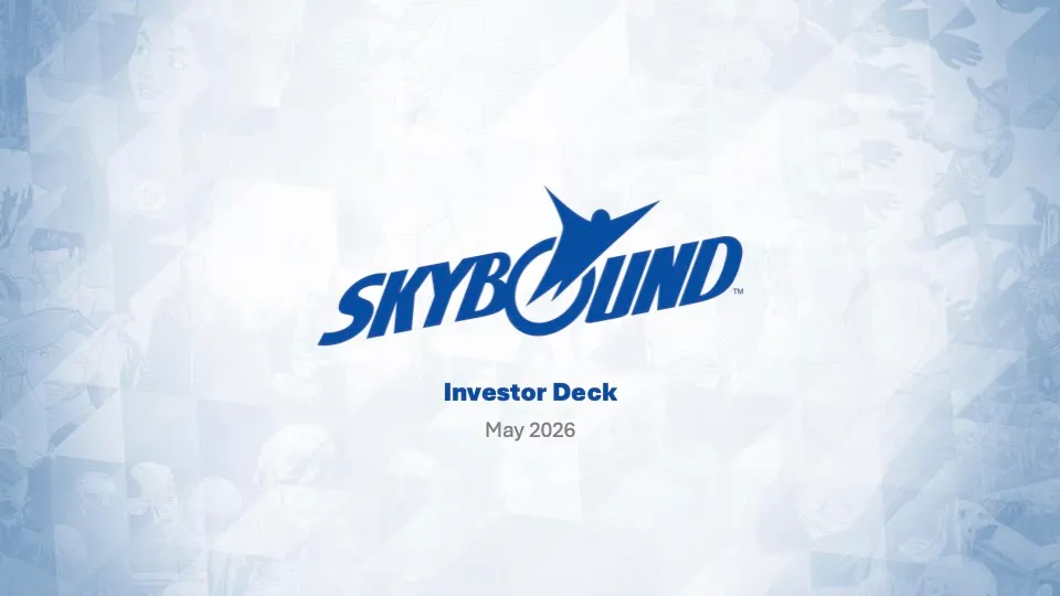Skybound Investor Deck cover slide with Skybound logo and date May 2026.