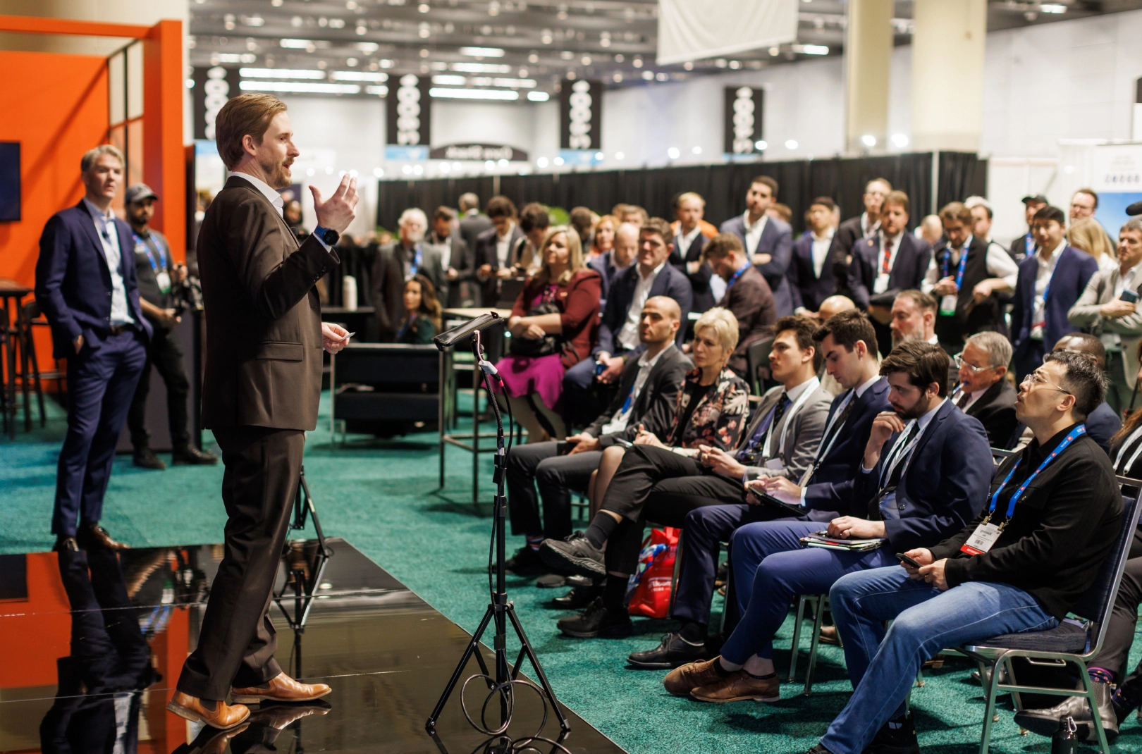 Person speaking at a conference