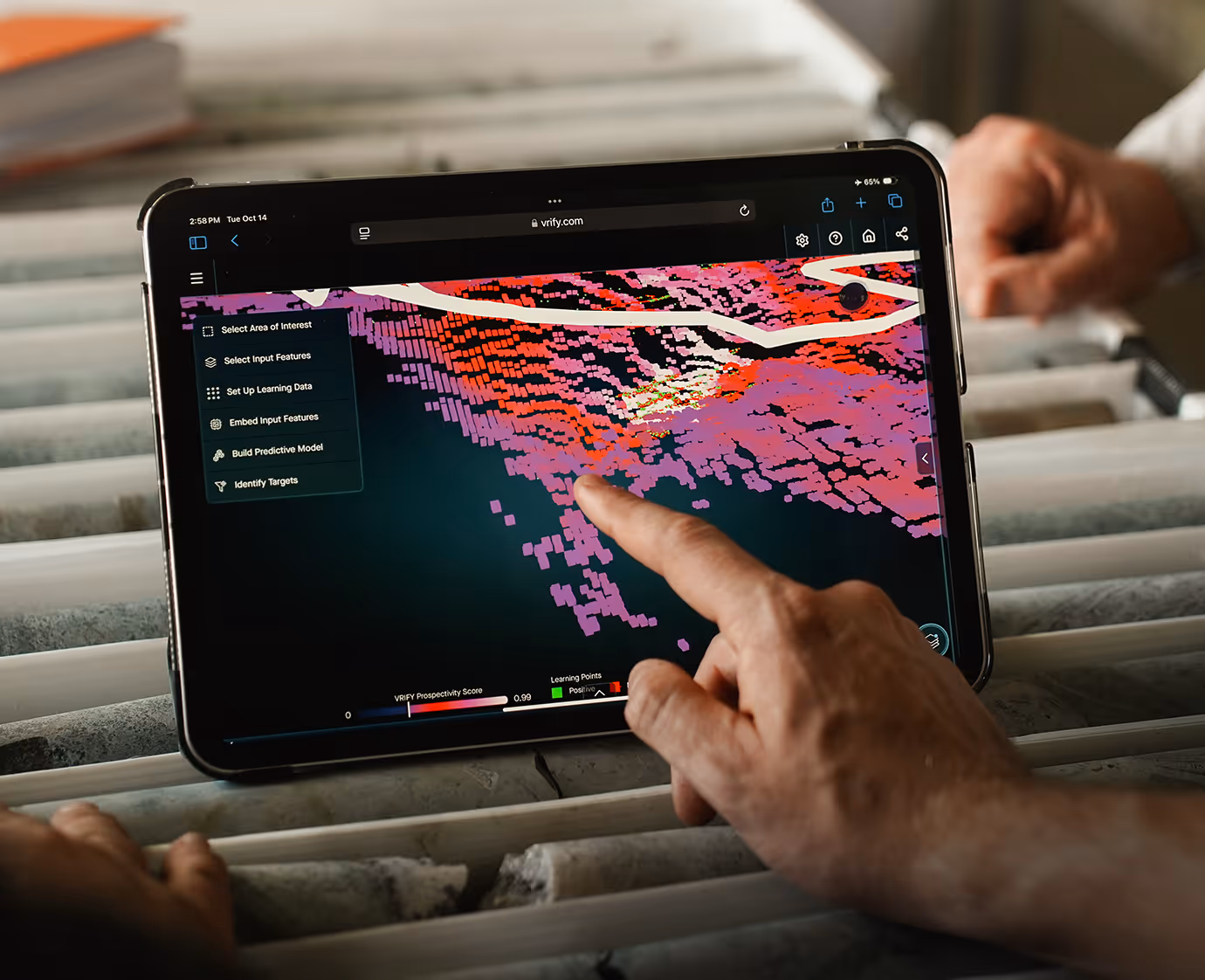 Tablet showing VRIFY Predict mineral targets