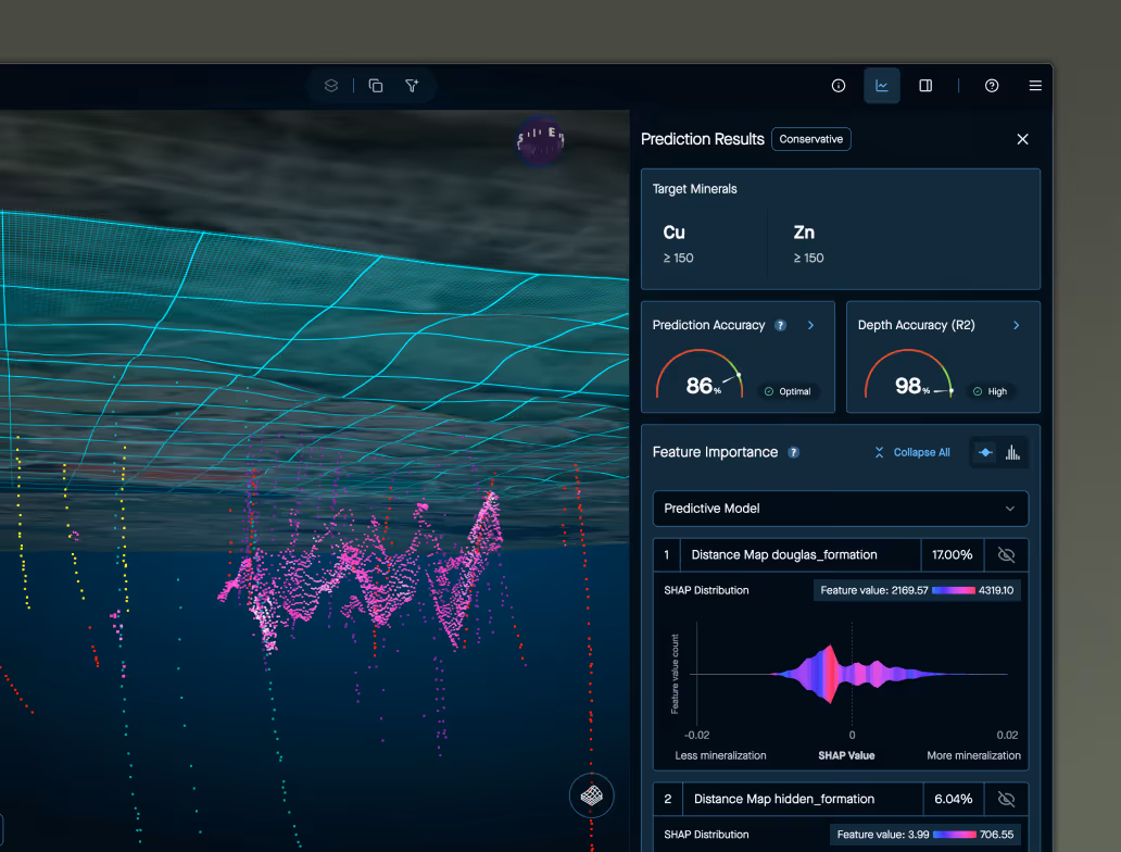 A computer monitor displaying a 3D geospatial data visualization