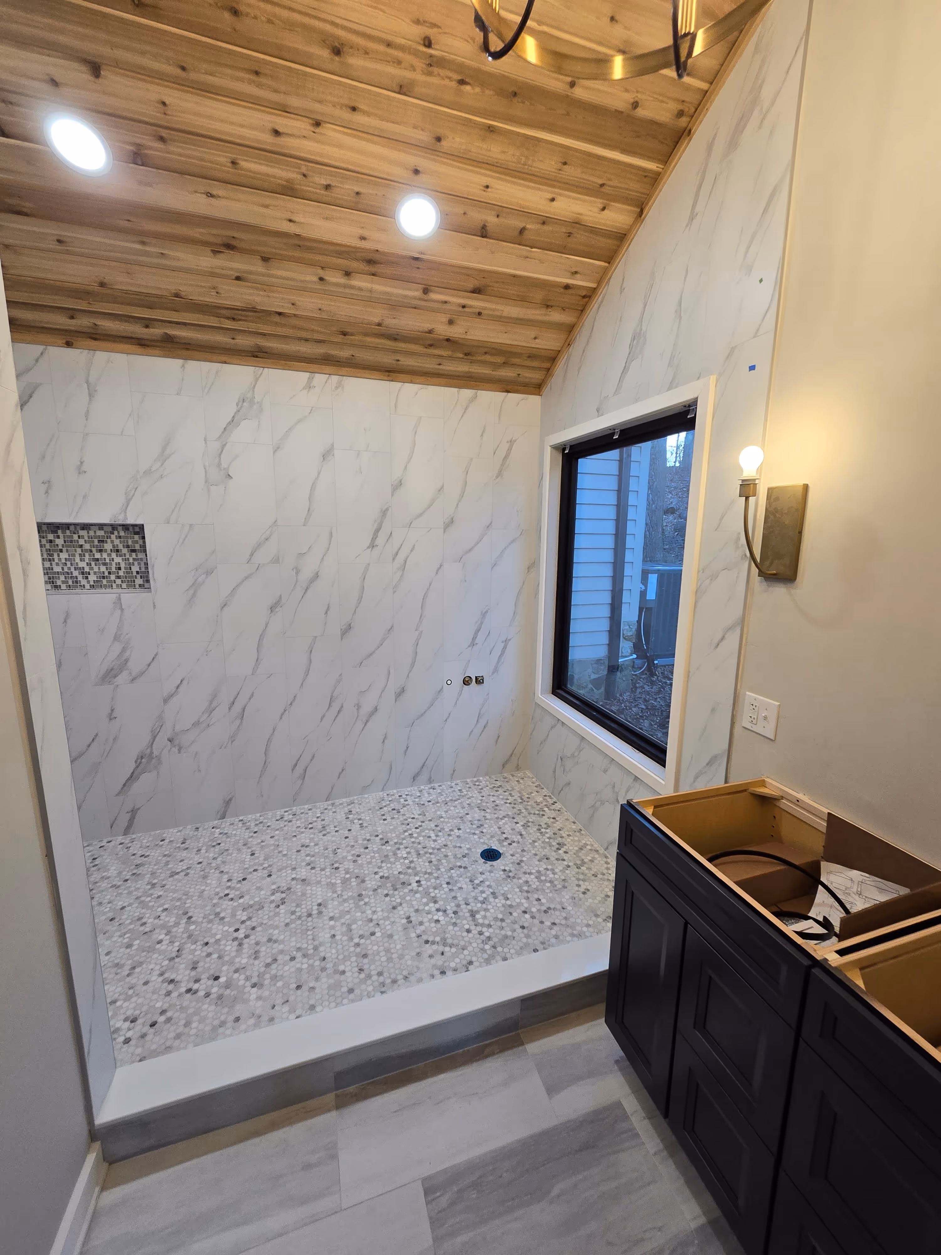 tile work in a shower