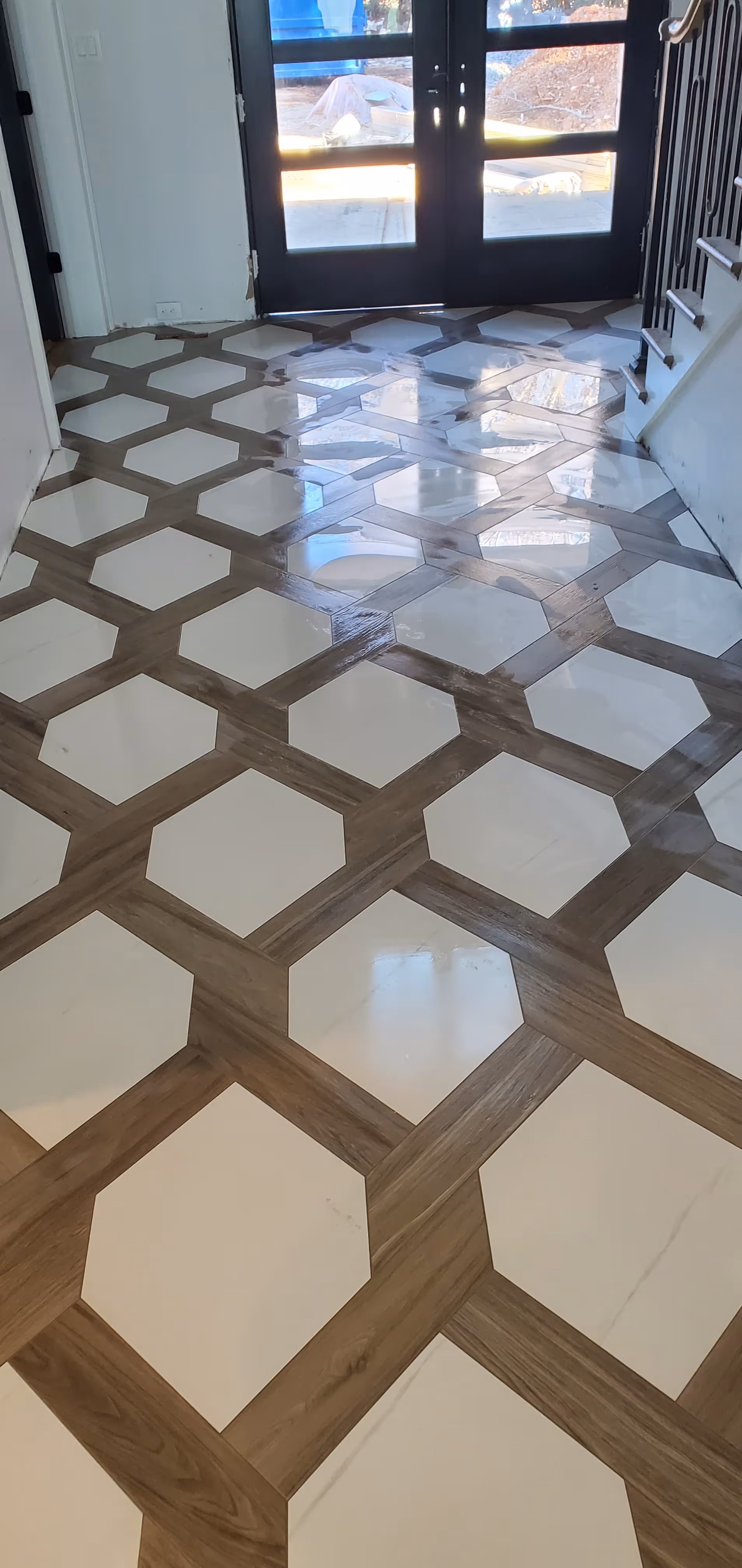 tile work in the living room