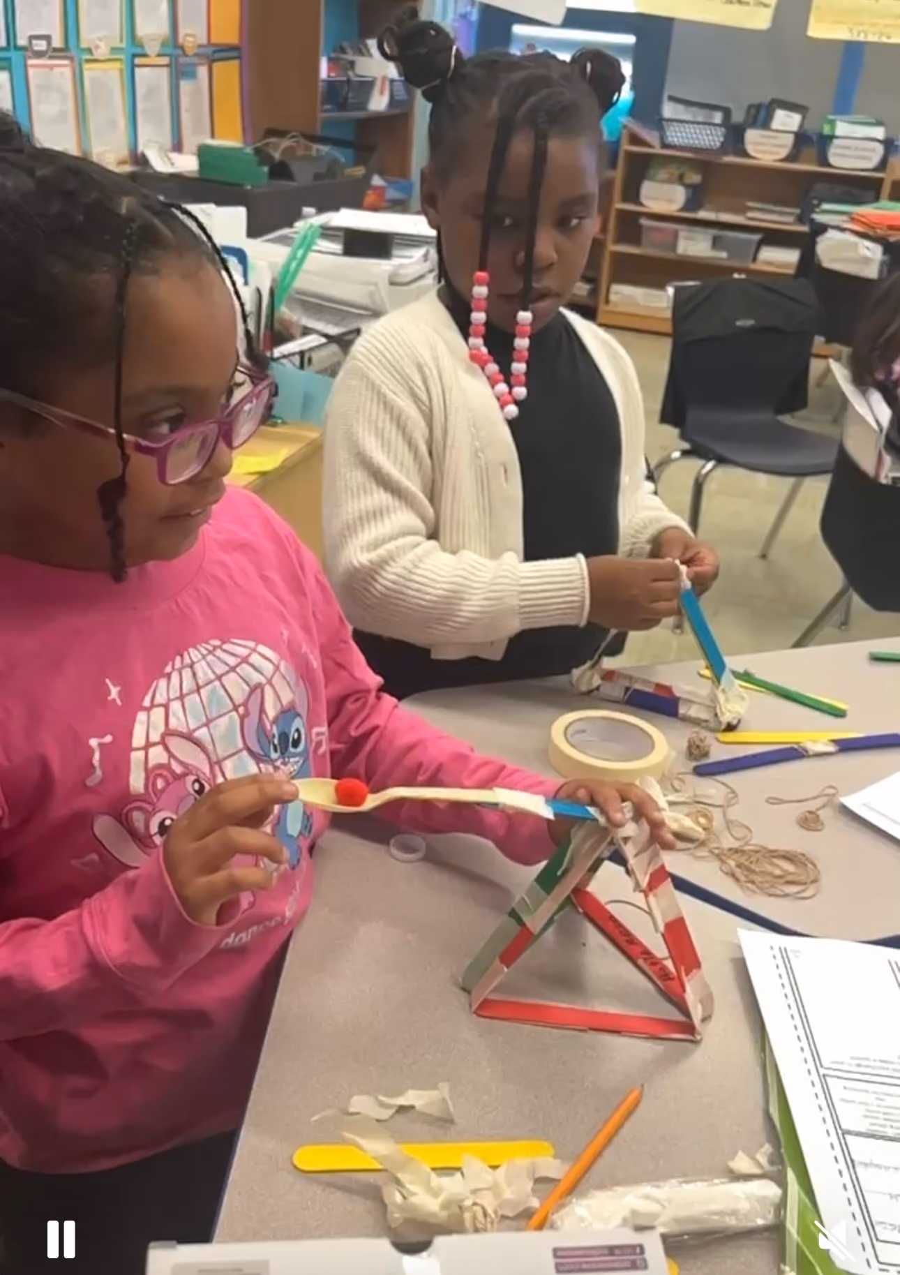 Two students working on a STEM classroom project