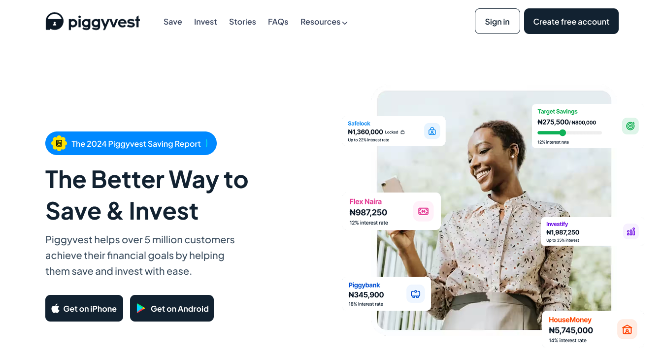 Piggyvest Landing Page