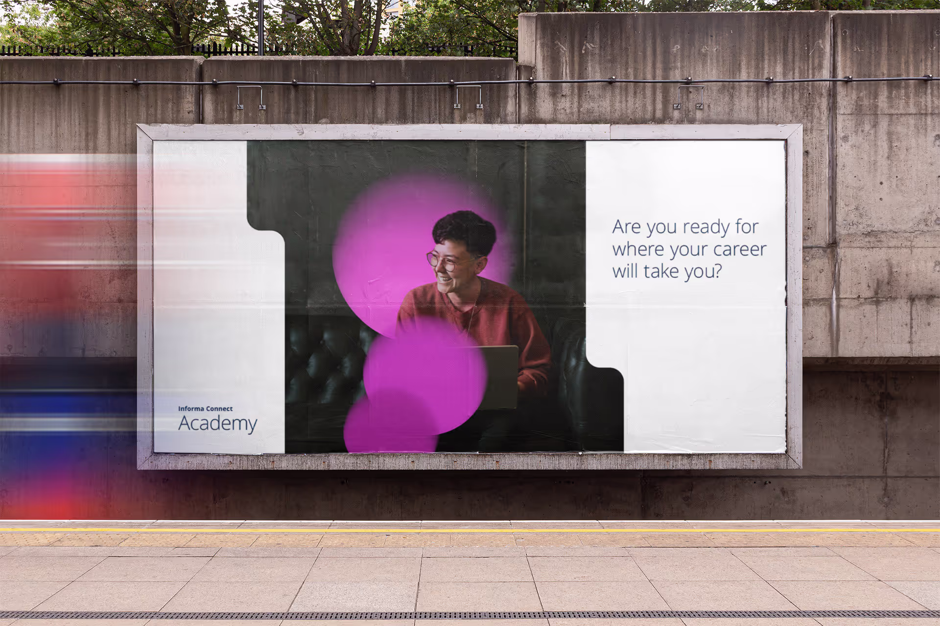 A poster with a woman and text to the right saying "Are you ready for where your career will take you"