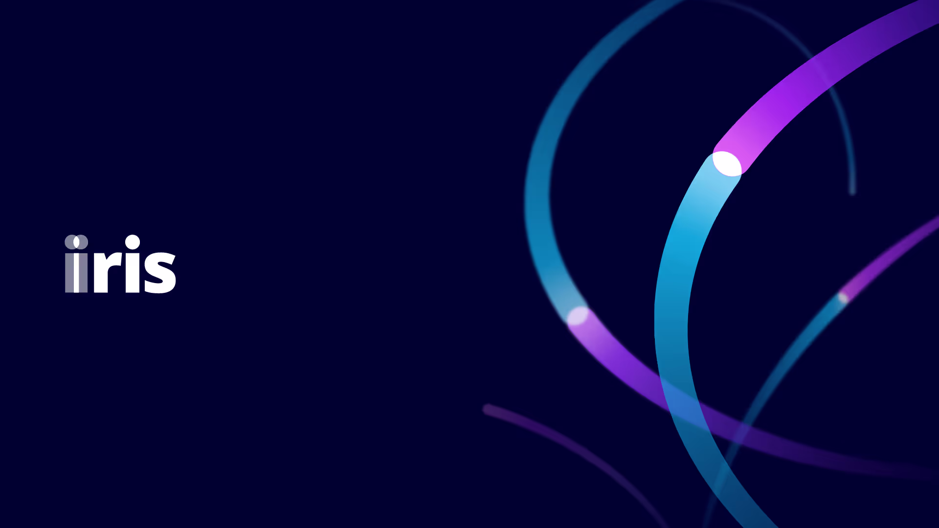 The Iris logo alongside blue and purple lines that are connecting together