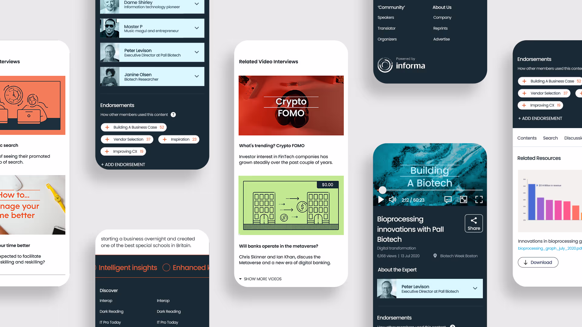The Ui of the Streamly App, displayed using multiple phone shapes spread out evenly