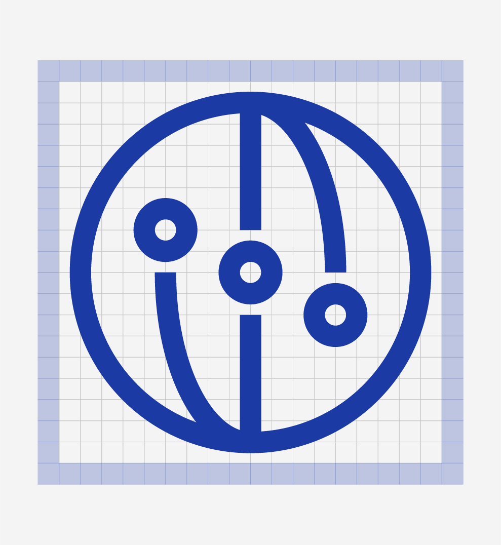 A World Icon within it's grid system.
