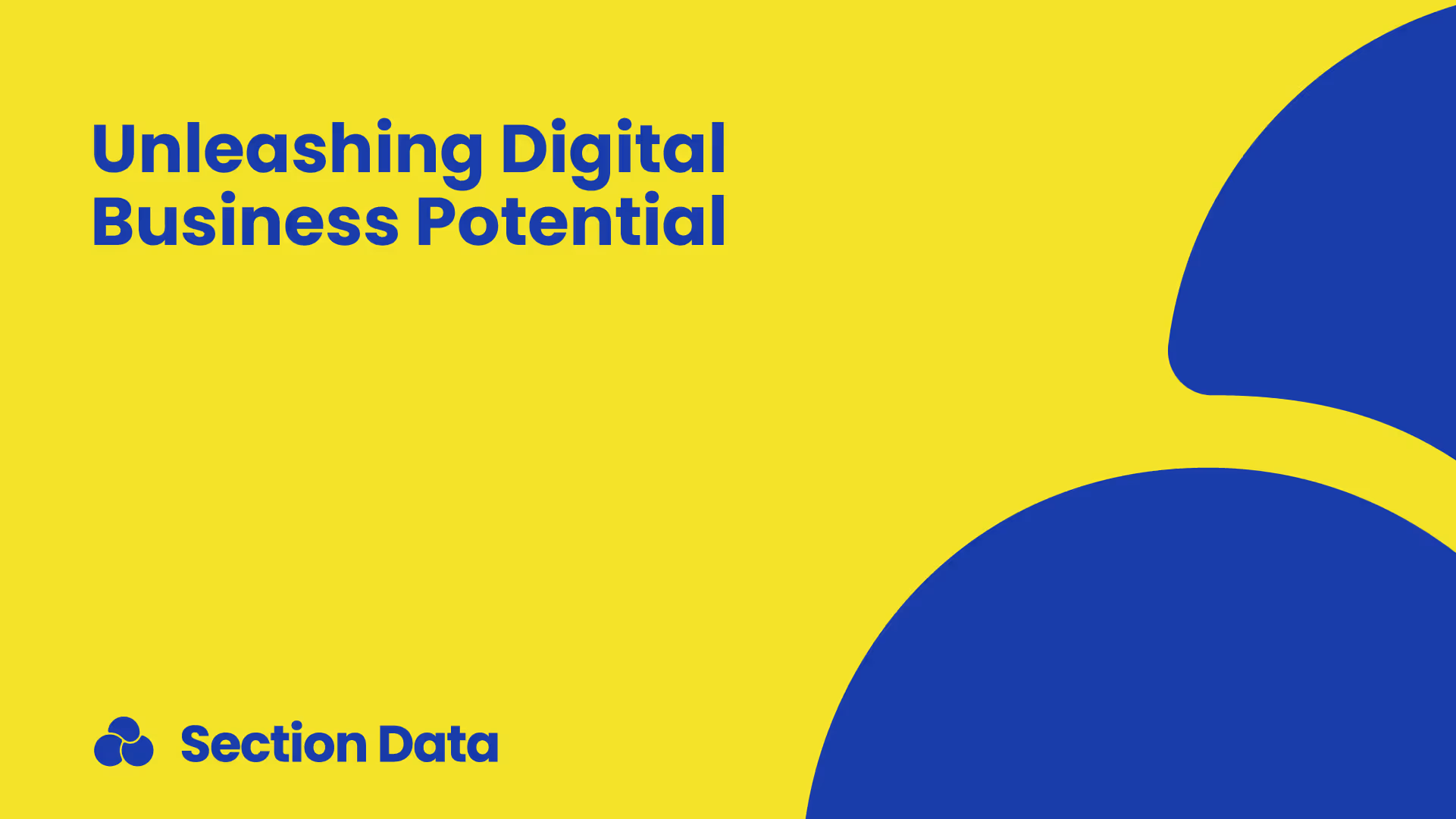 The Section Data logo is cropped on the right. On the left the text "Unleashing Digital Business Potential"