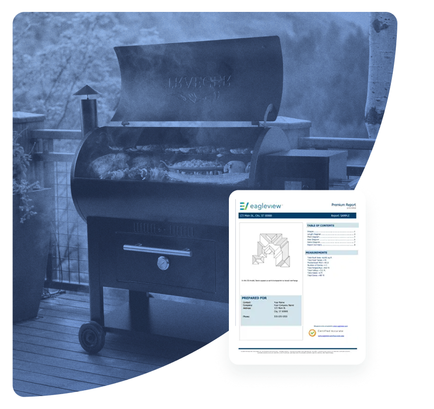 An EagleView report and a Traeger smoker