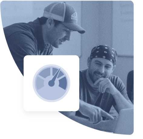 A laptop and smartphone displaying the JobNimbus platform. The laptop shows a contact details page for "Draco Alley" with options for documents, tasks, and related information. The smartphone on the left shows a list of leads. Both devices highlight different aspects of managing client information within the platform.