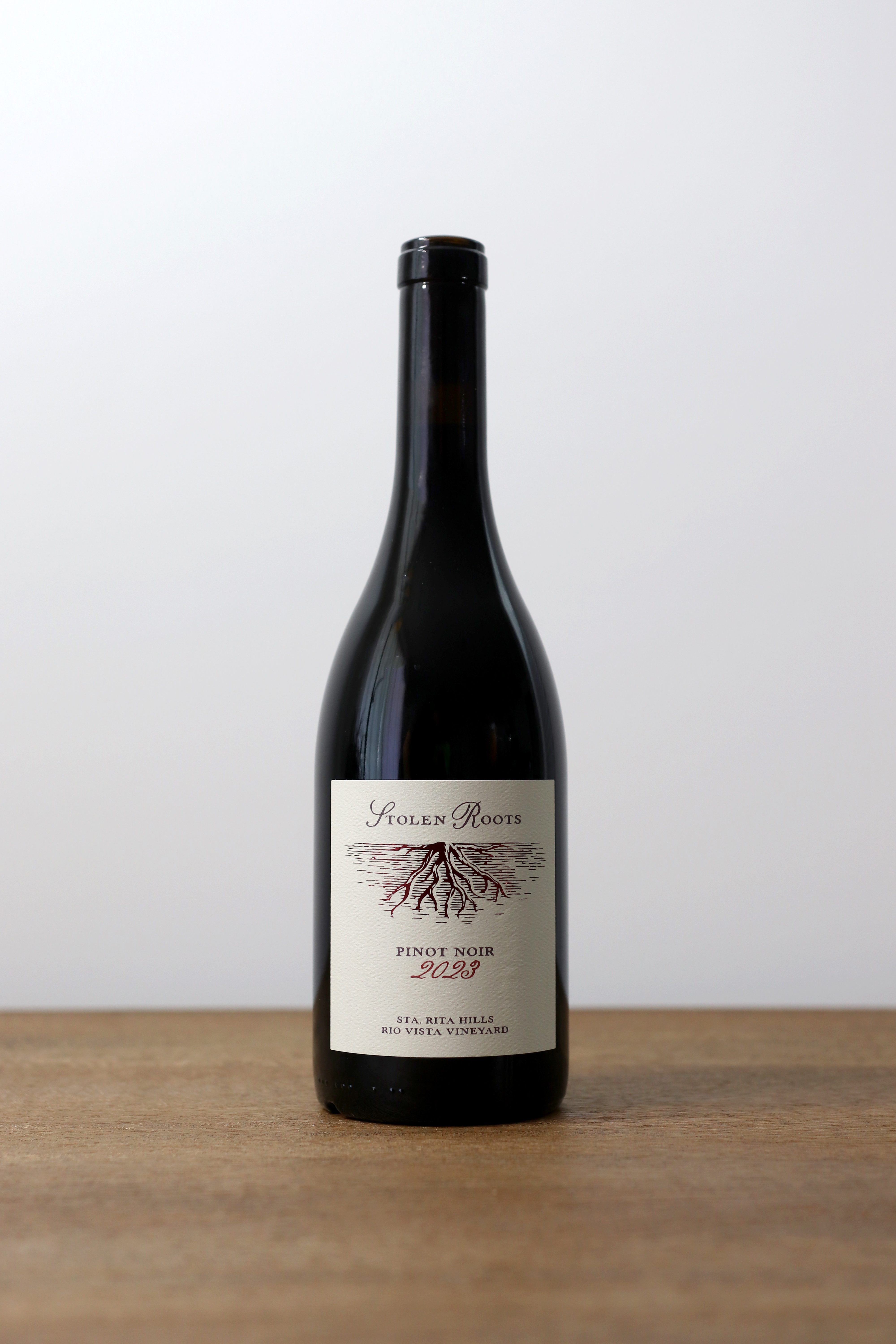 Bottle of our wine on display.