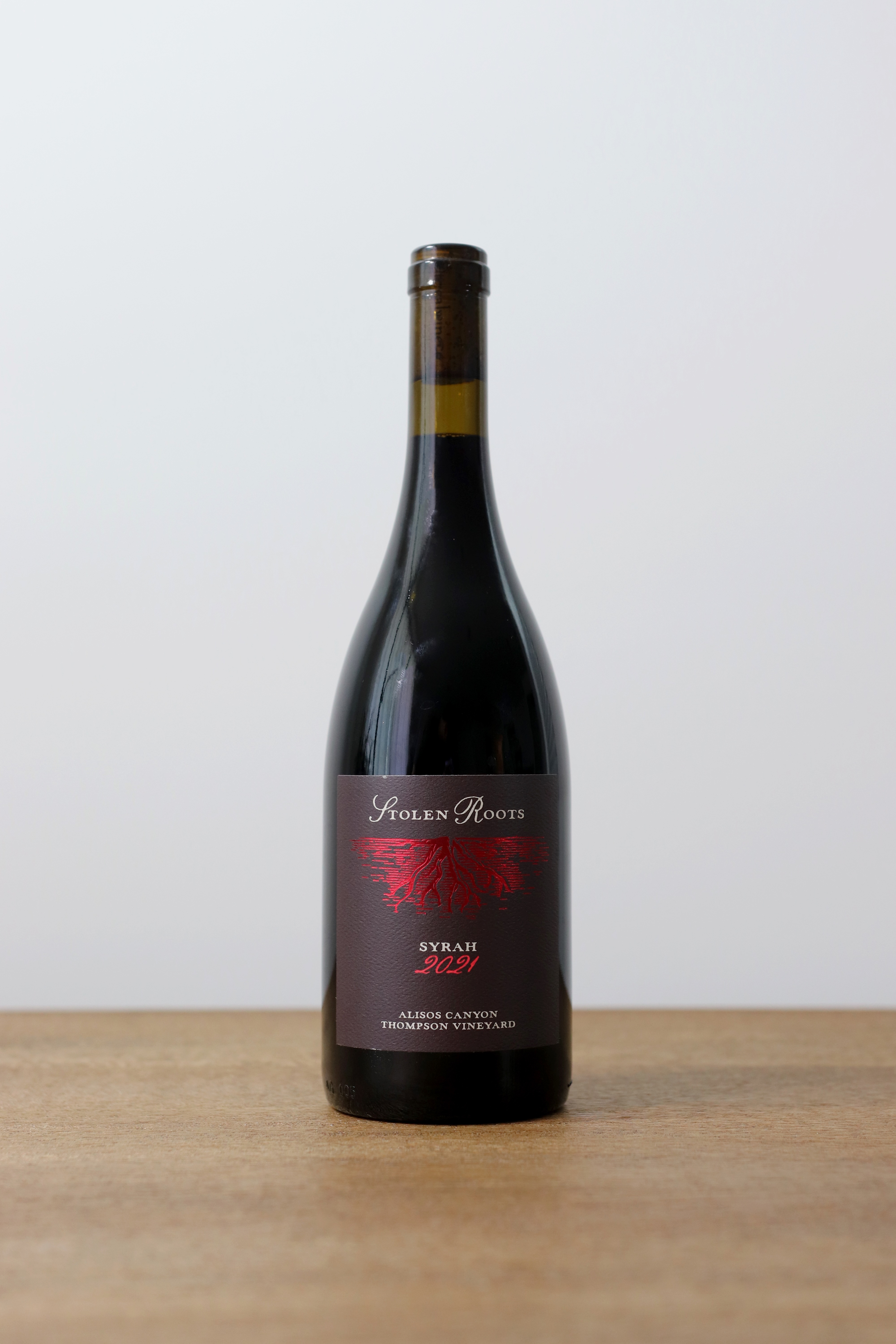 Bottle of our wine on display.