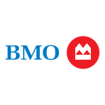 BMO bank logo with blue letters and red circle containing a white stylized M.