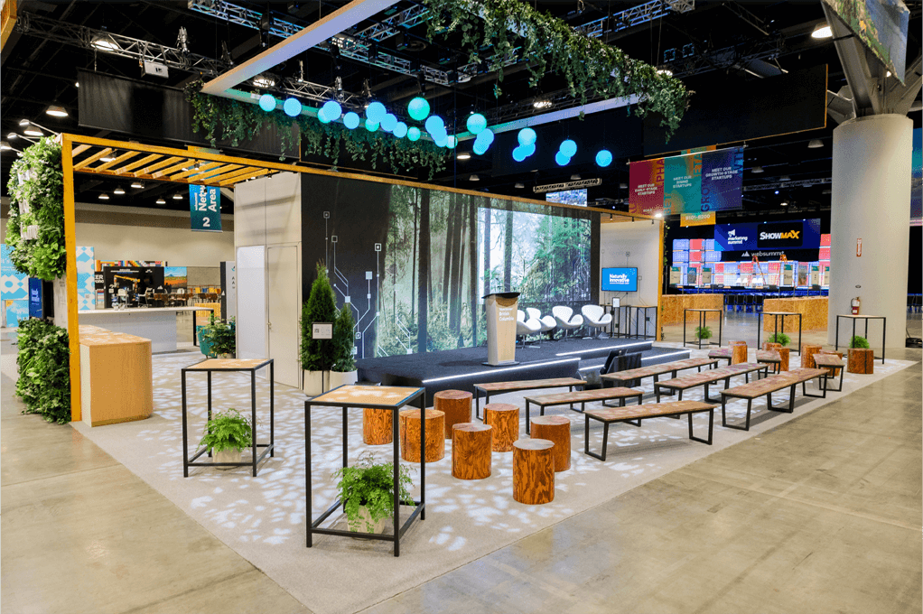 Corporate event panel designed and executed by TK Events with an earthy feel