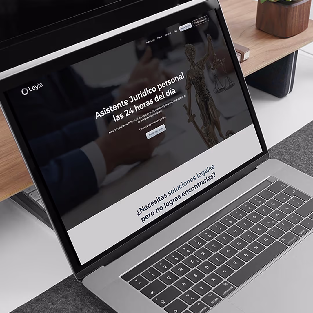Leyia website displayed on Laptop screen