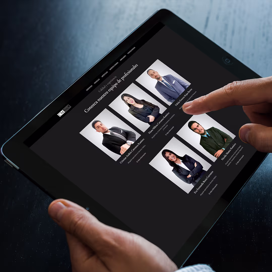 CRM Lawyers website in tablet
