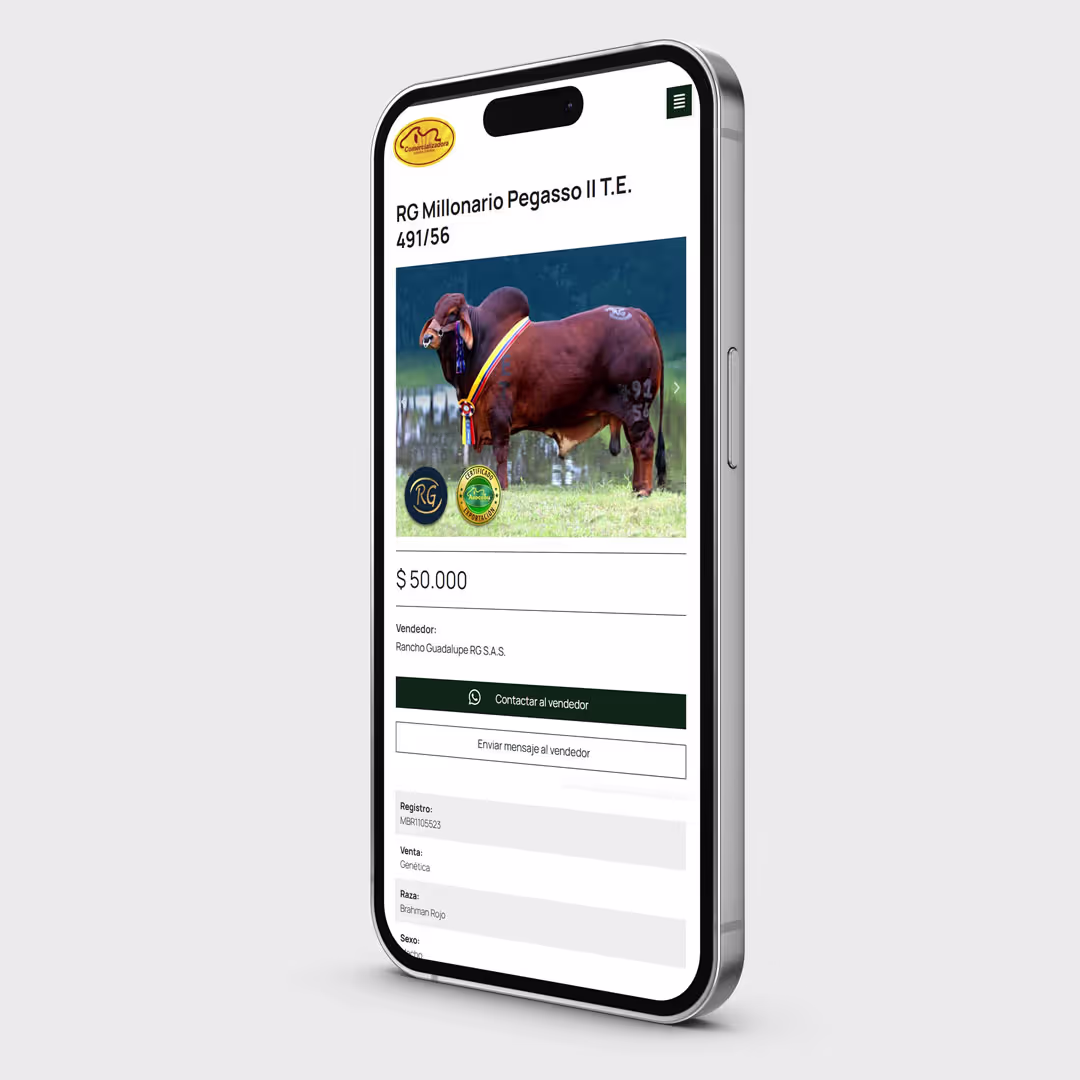A phone displaying a page where people can see the offer and contact the seller