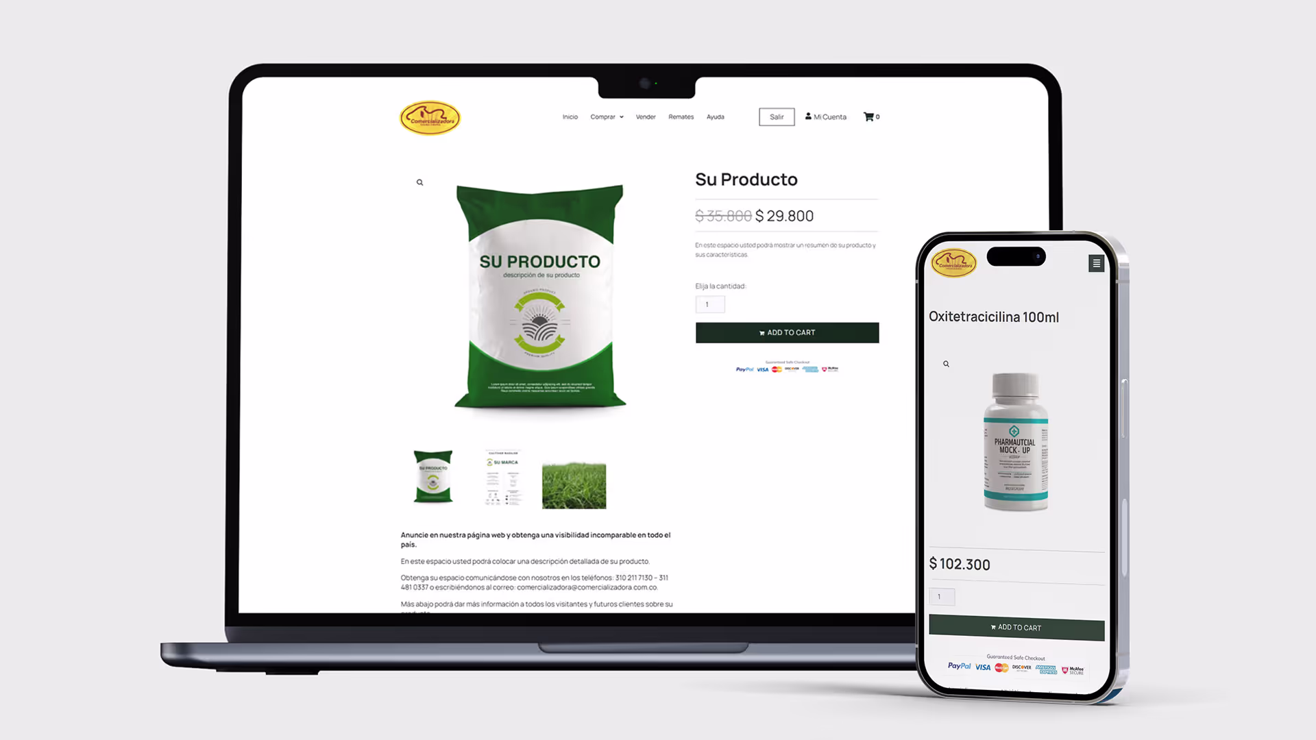 Ecommerce page of the website for La Comercializadora de Asocebu