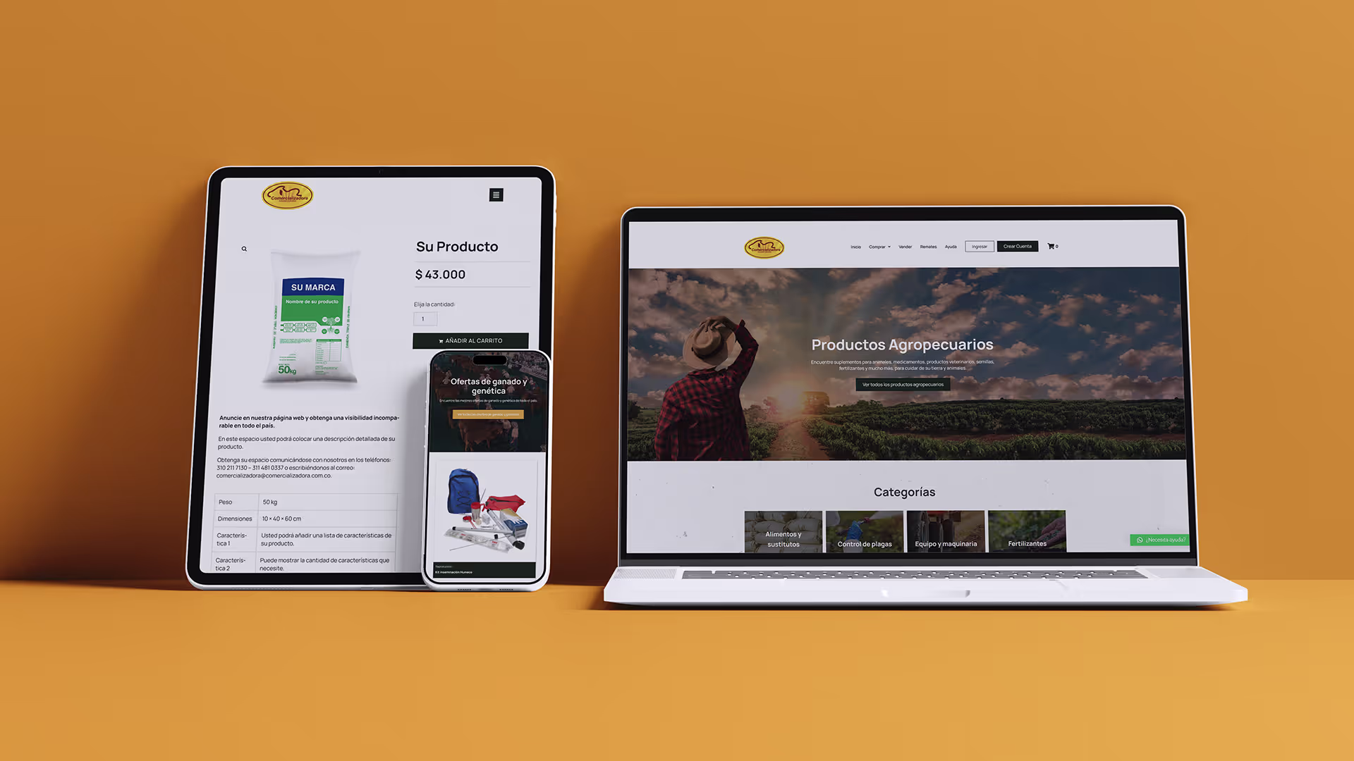 La Comercializadora de Asocebu website on multiple screens