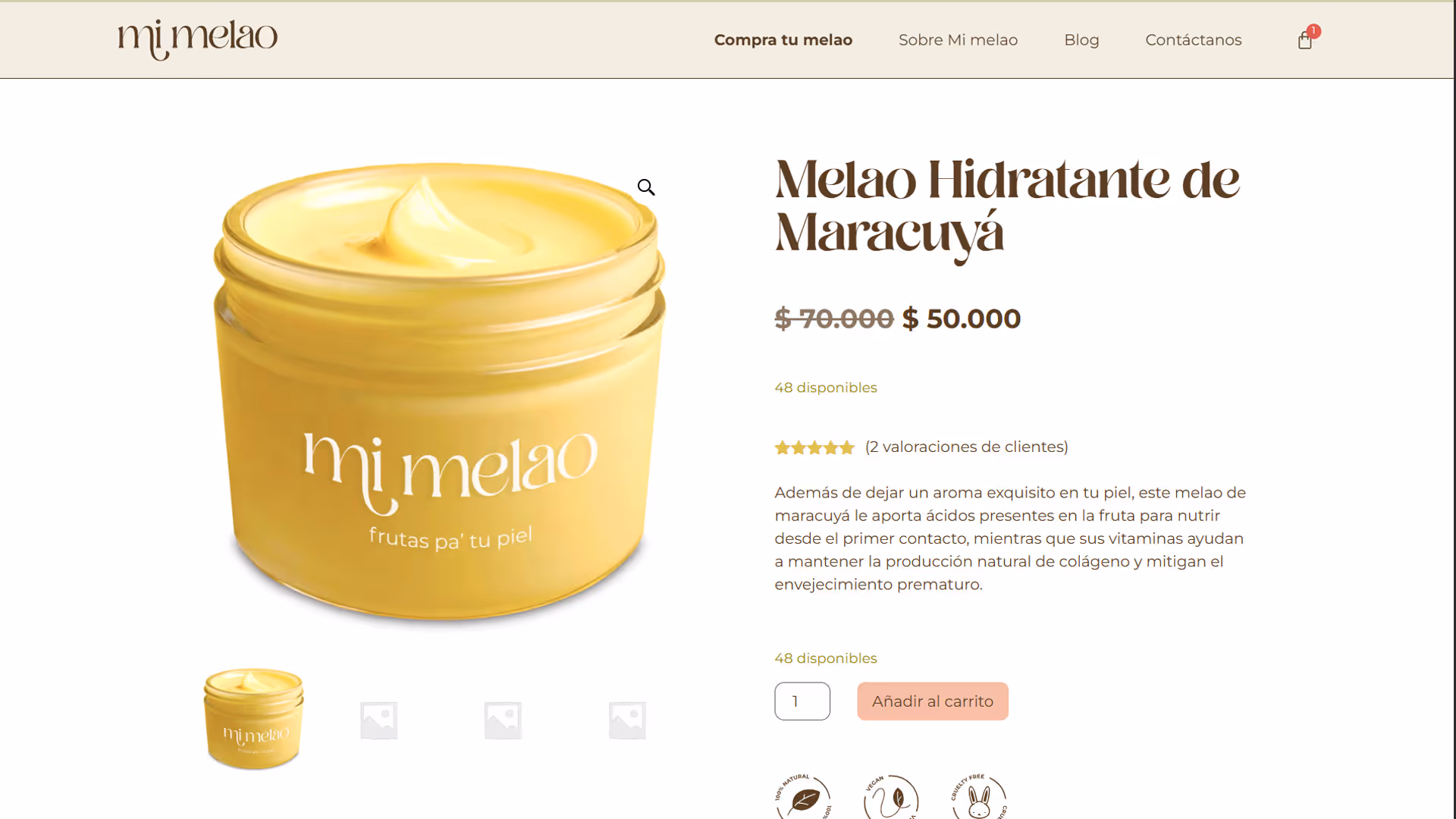 Screen shot of the product page