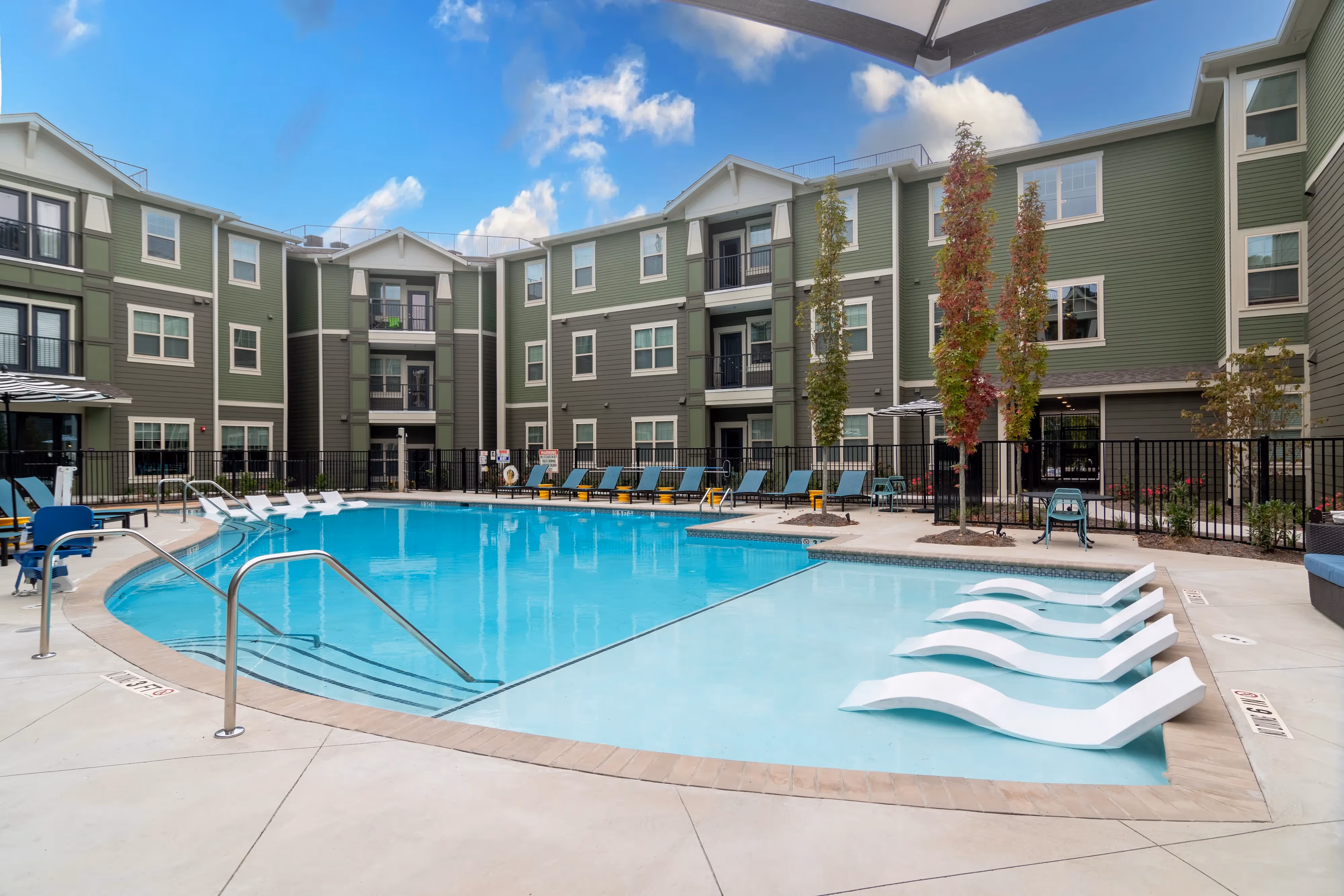 Pool with loungers