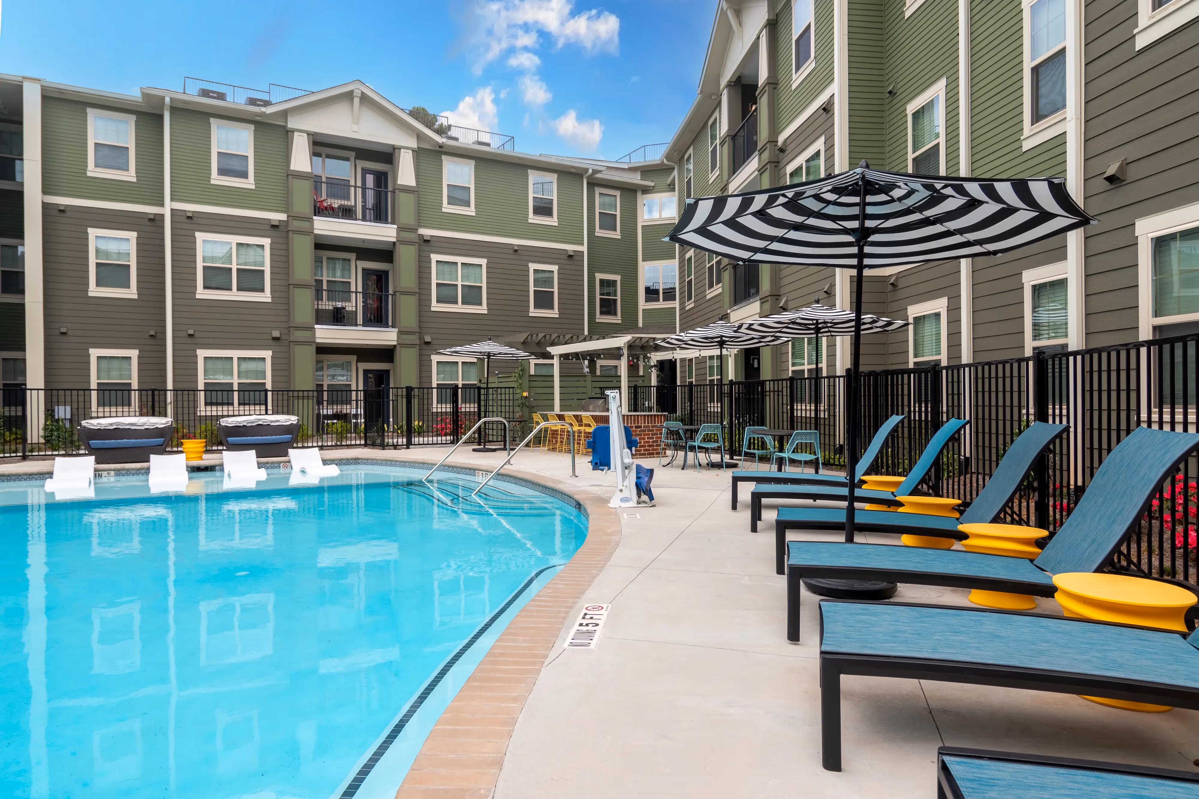 Pool with loungers