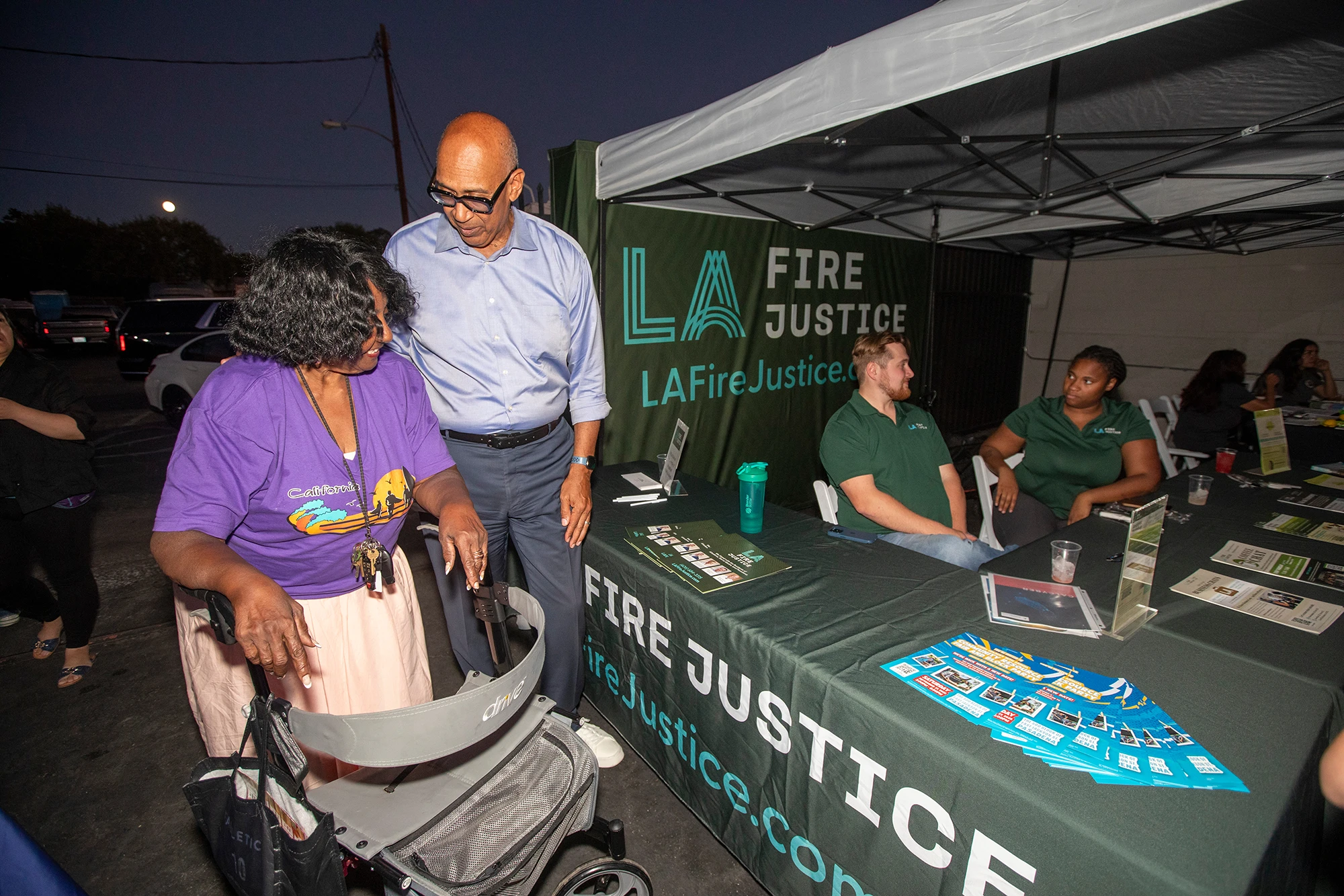 Chris Holden, CEO of LA Fire Justice is talking to a client