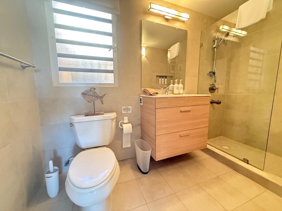 Bathroom with toiletries provided