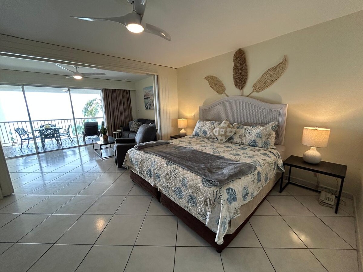 King bed with fresh linens