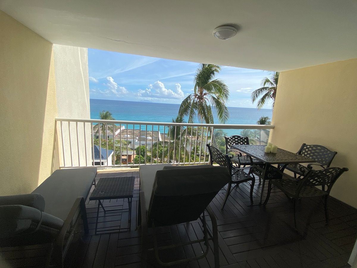 Balcony seating with ocean view