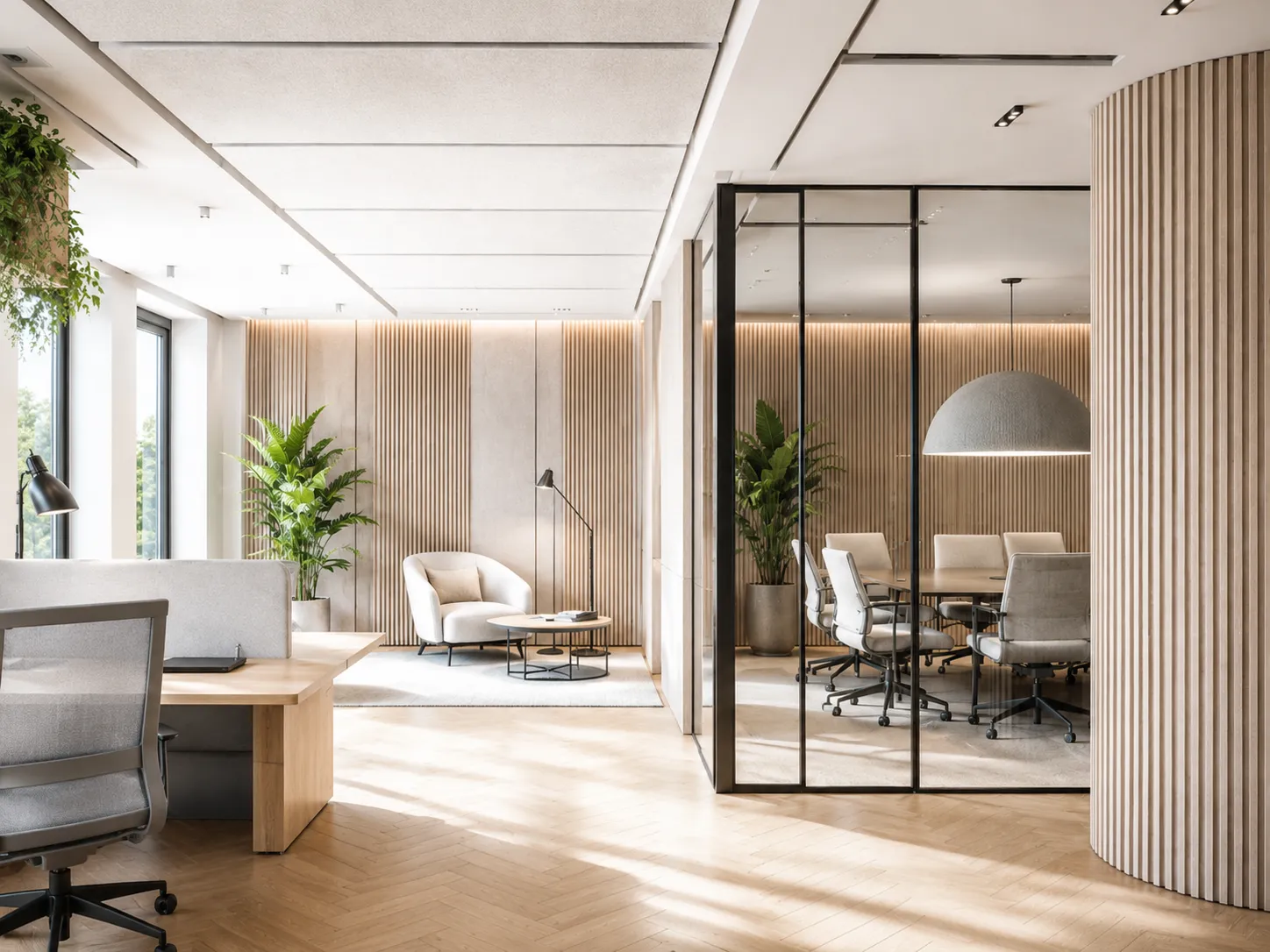 Office space with acoustic treatment