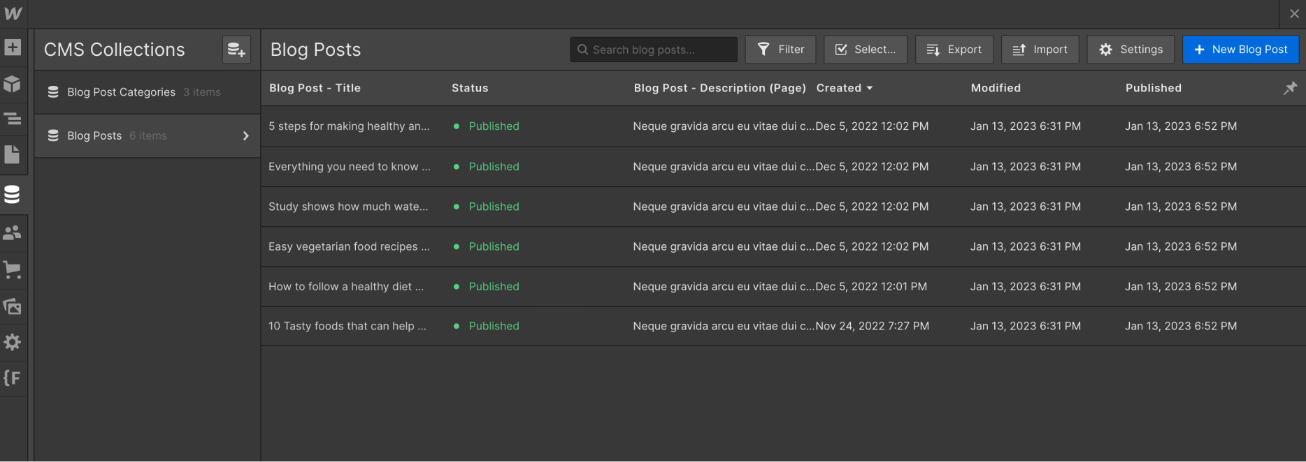 CMS Collection - Nutritionist X Webflow Template