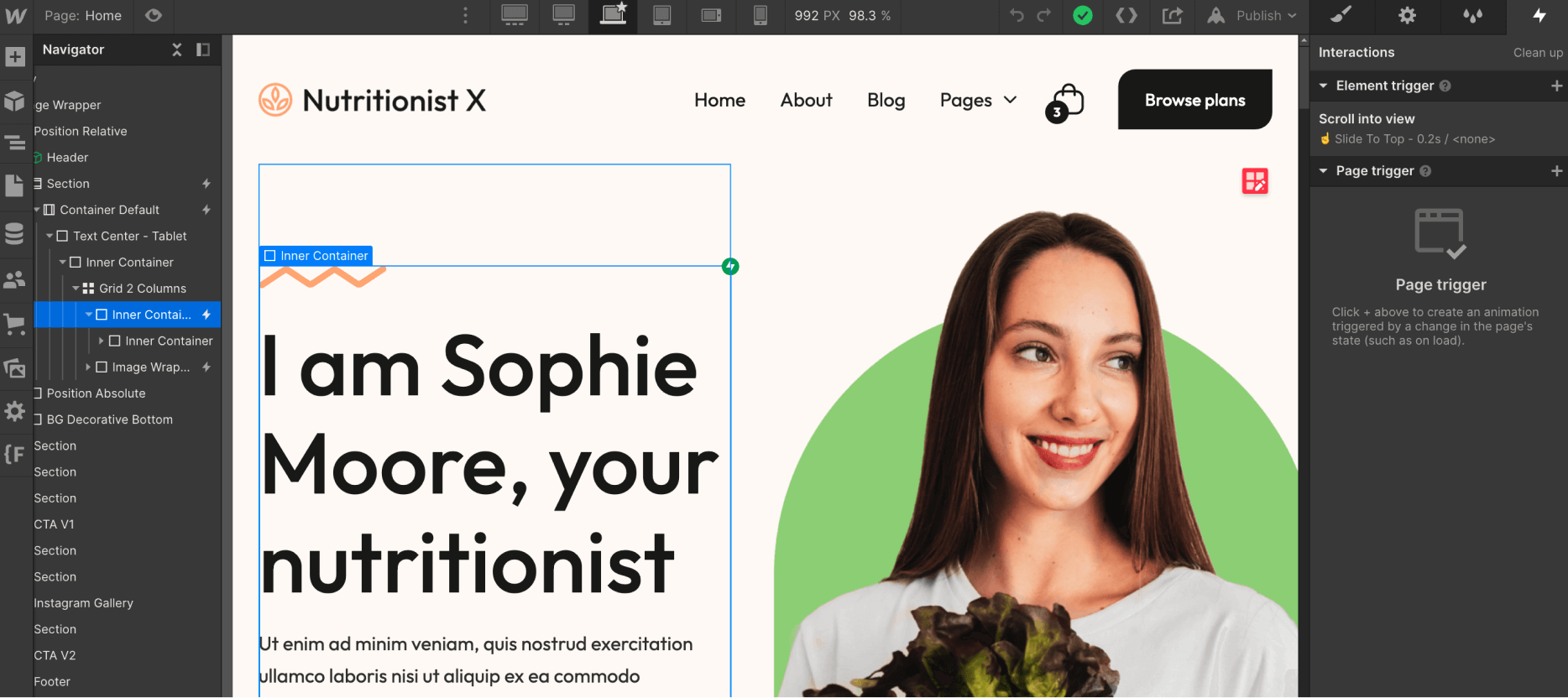 Animations - Nutritionist X Webflow Template