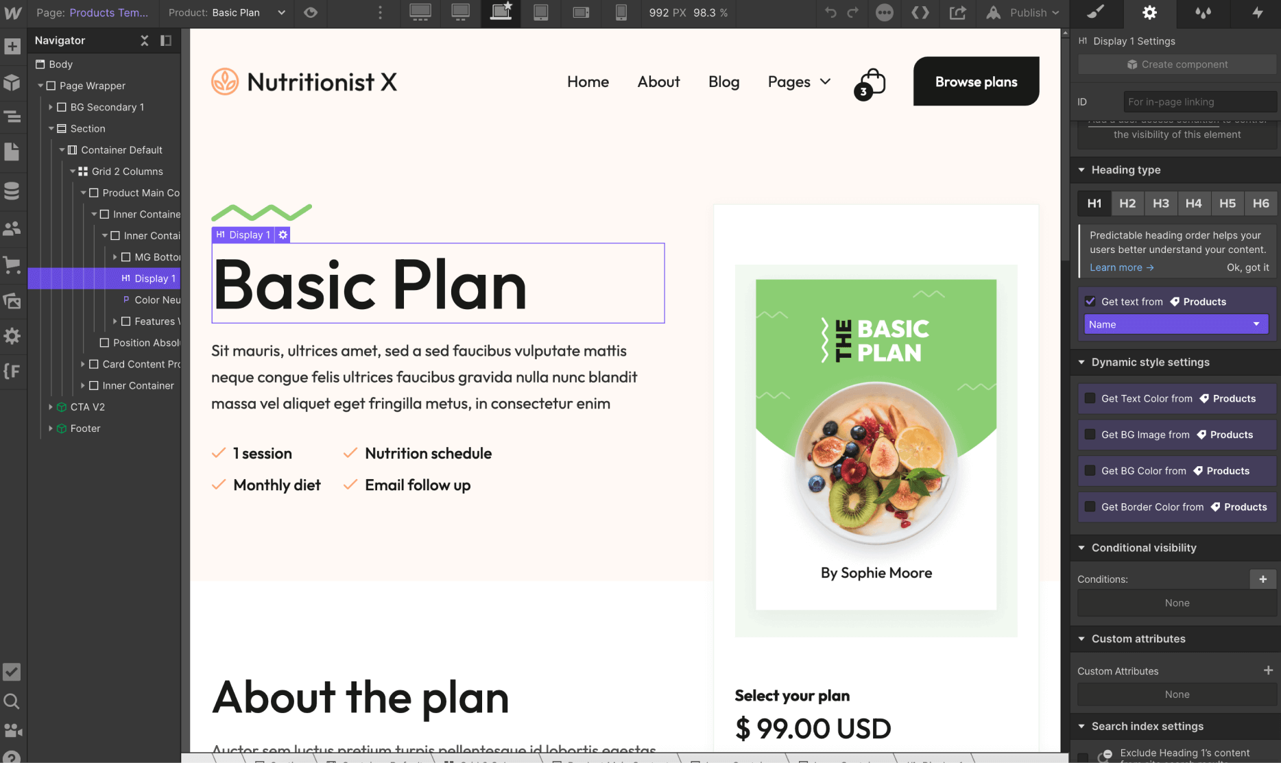 Ecommerce Page - Nutritionist X Webflow Template
