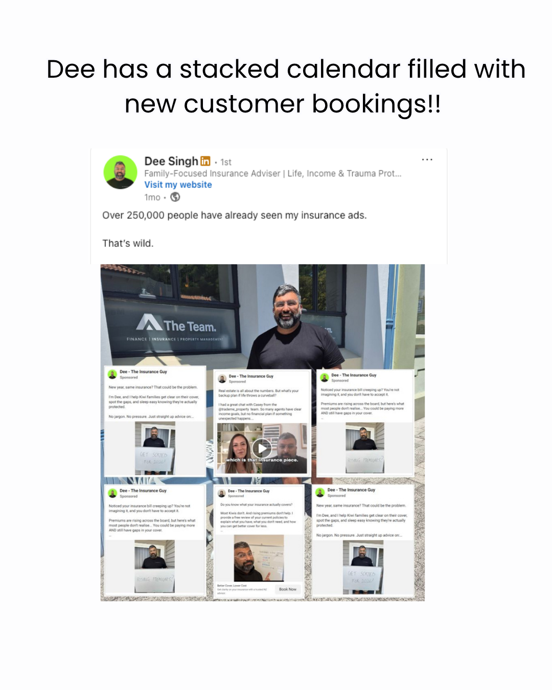 Real client result: stacked calendar, 250k people reached