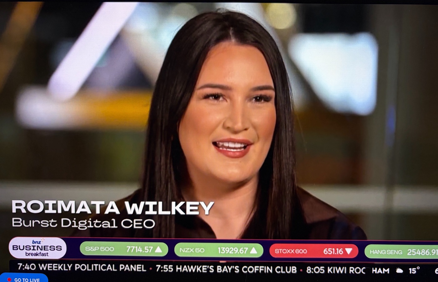 Roimata Wilkey, Burst Digital CEO, on BNZ Business Breakfast