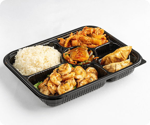 A KPOT St. Pete Garlic Shrimp Bento Box