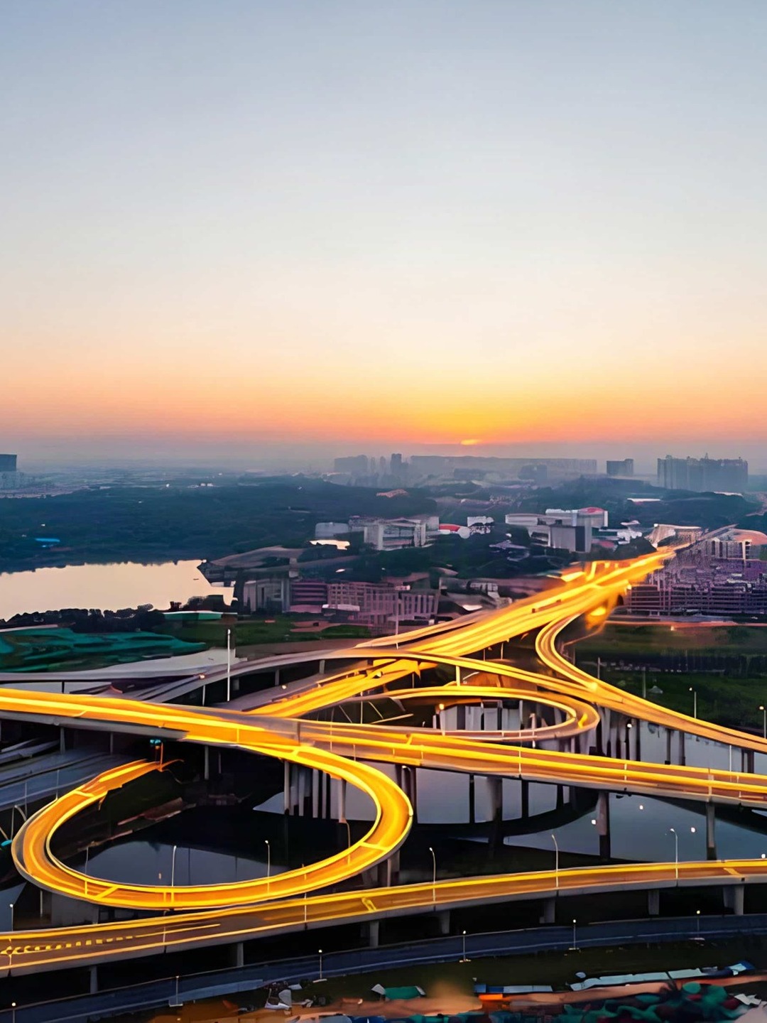 Aerial view of an interconnected motorway network representing global mobility and cross-border connections.