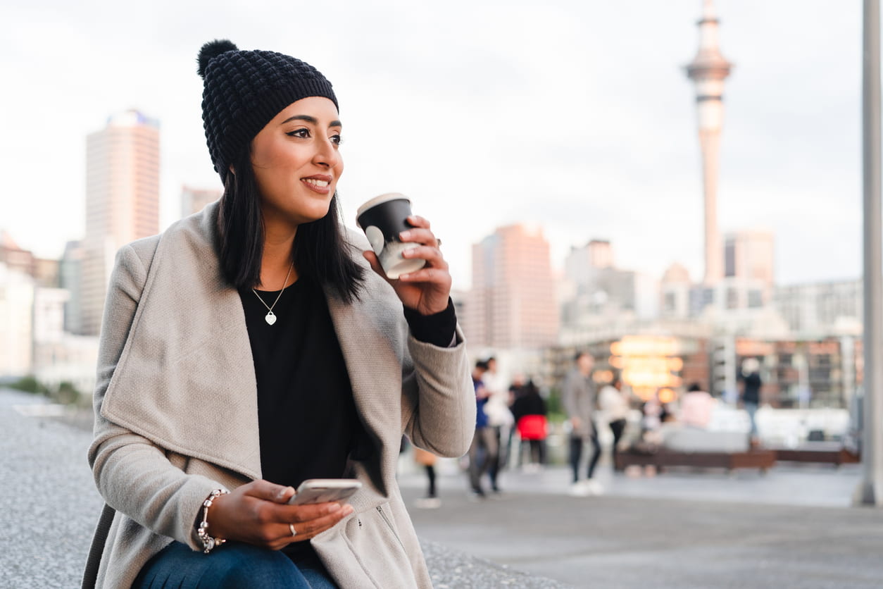 Professional in Auckland, New Zealand with the city skyline in the background