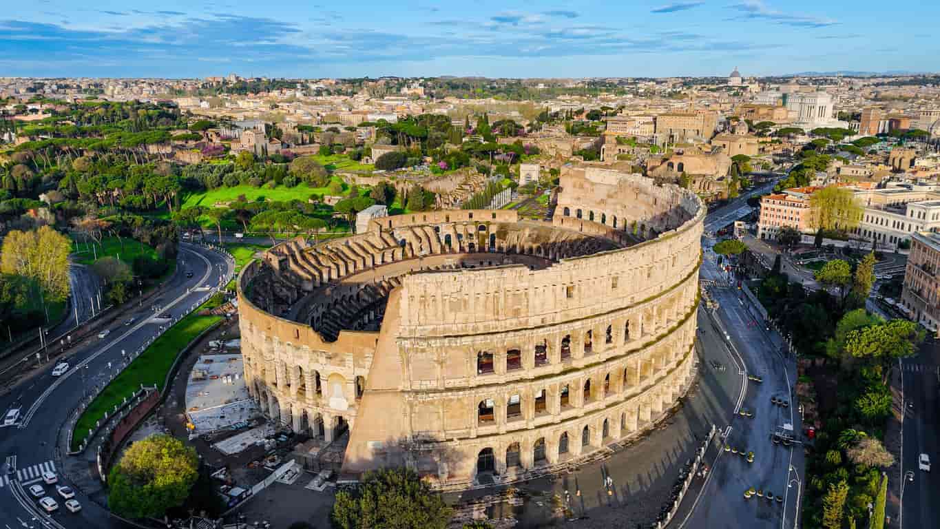 The Colosseum in Rome, Italy, an ancient Roman amphitheatre