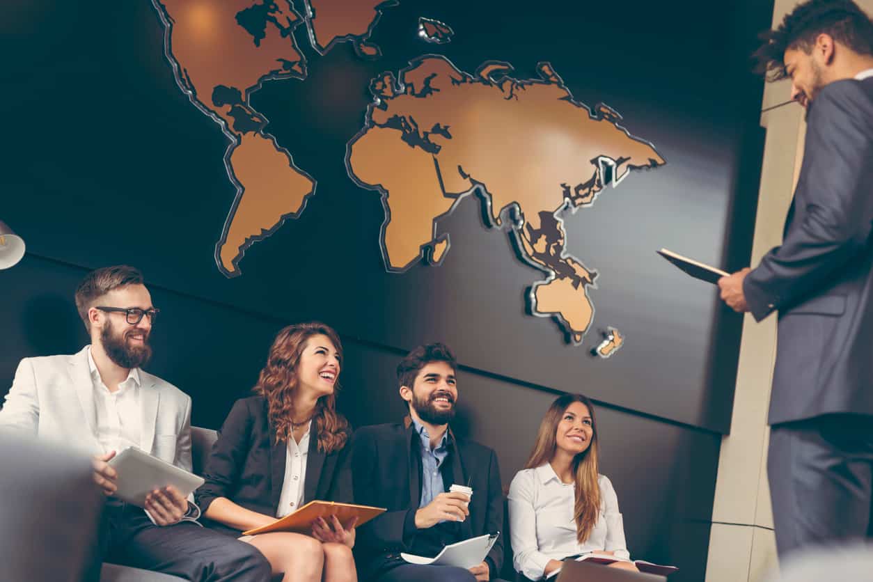 Global mobility team collaborating on international workforce strategy