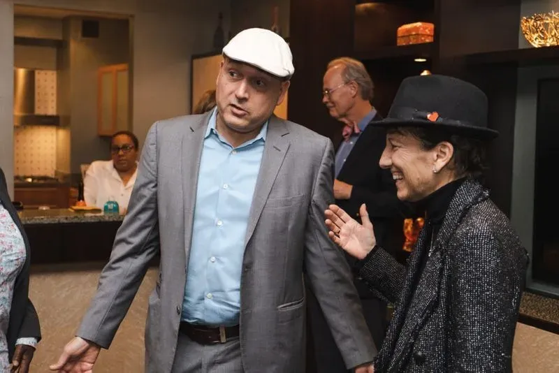 ACO Artistic Director Derek Bermel with host Jill Steinberg.
