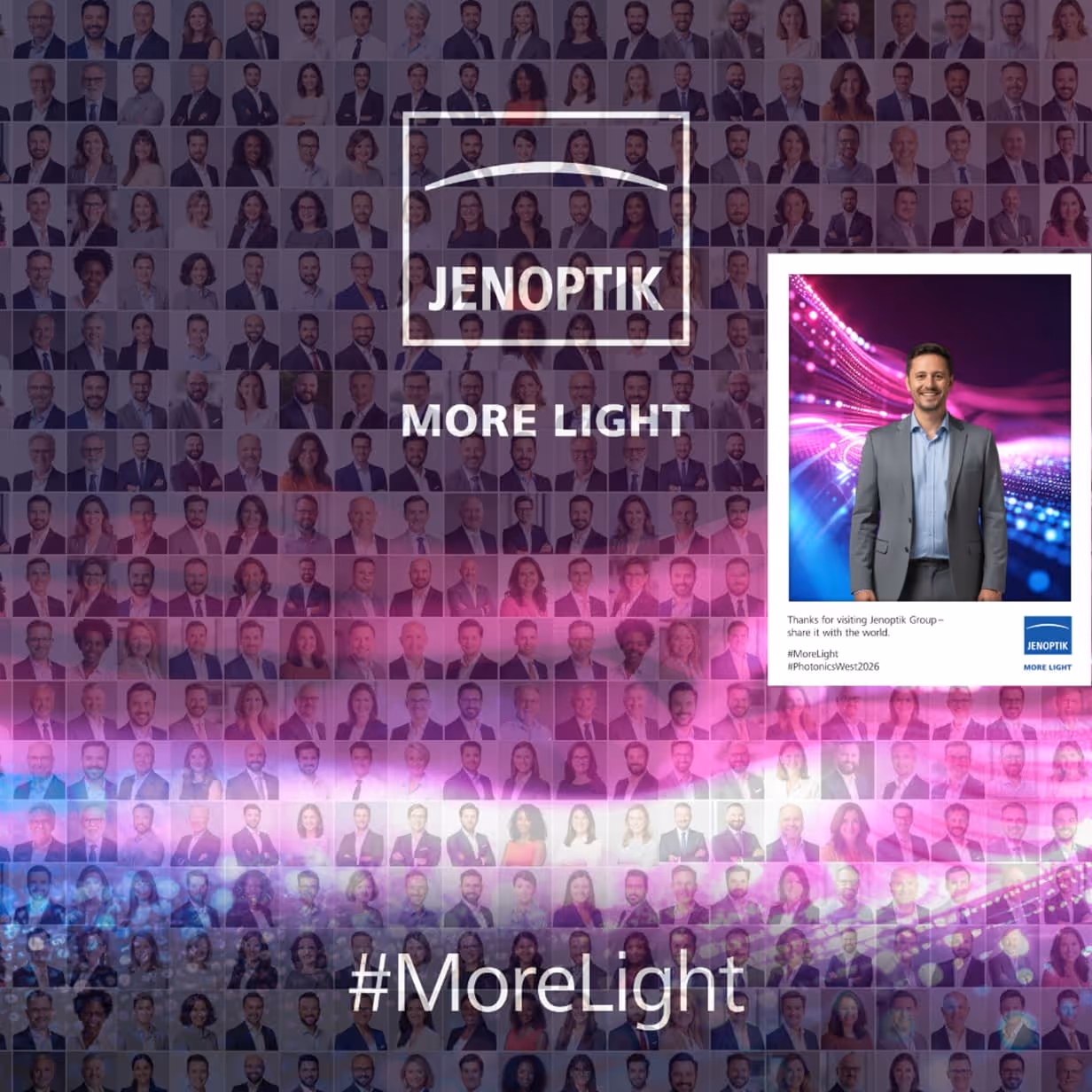 Digitales OneMosaic-Gemeinschaftsbild mit Jenoptik-Logo.
