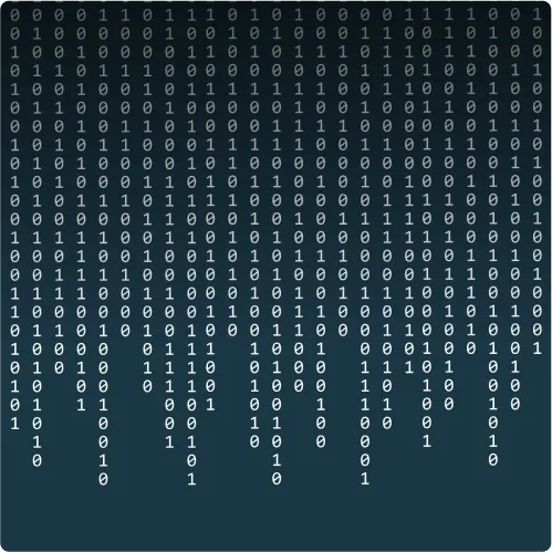 Square image with blue background and 1 and 0 scrolling down