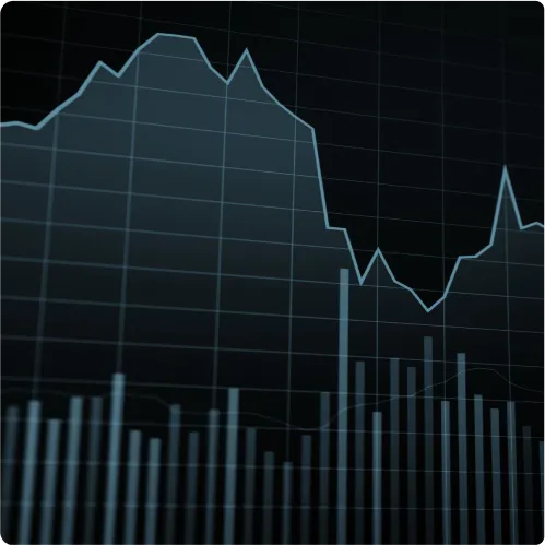Graphic image with bar and line graph. Abstract.
