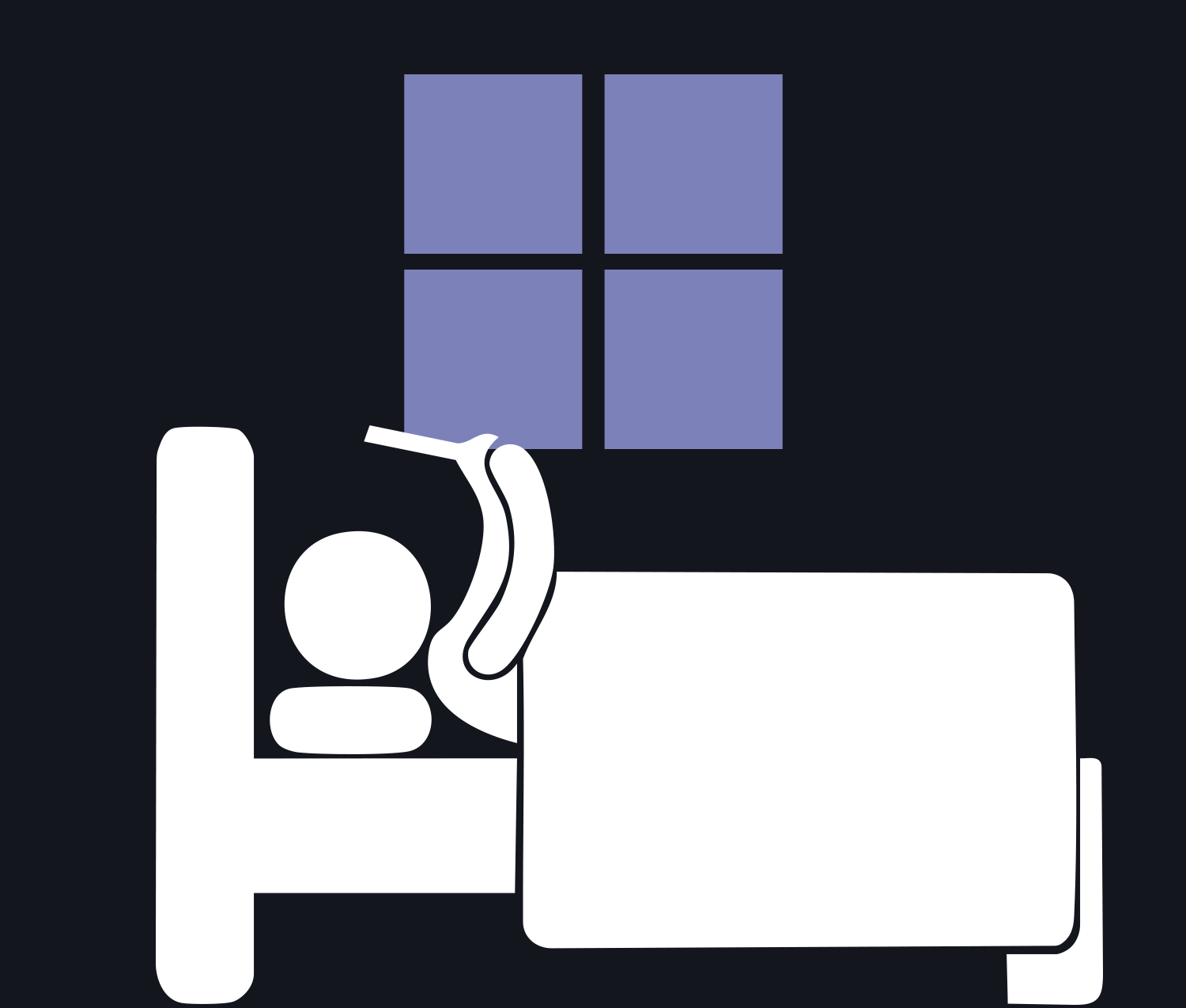 Graphic showing a person on their phone in bed.