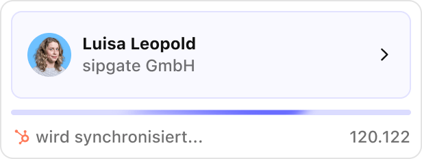 sipgate App zeigt Kontaktsynchronisation mit Luisa Leopold