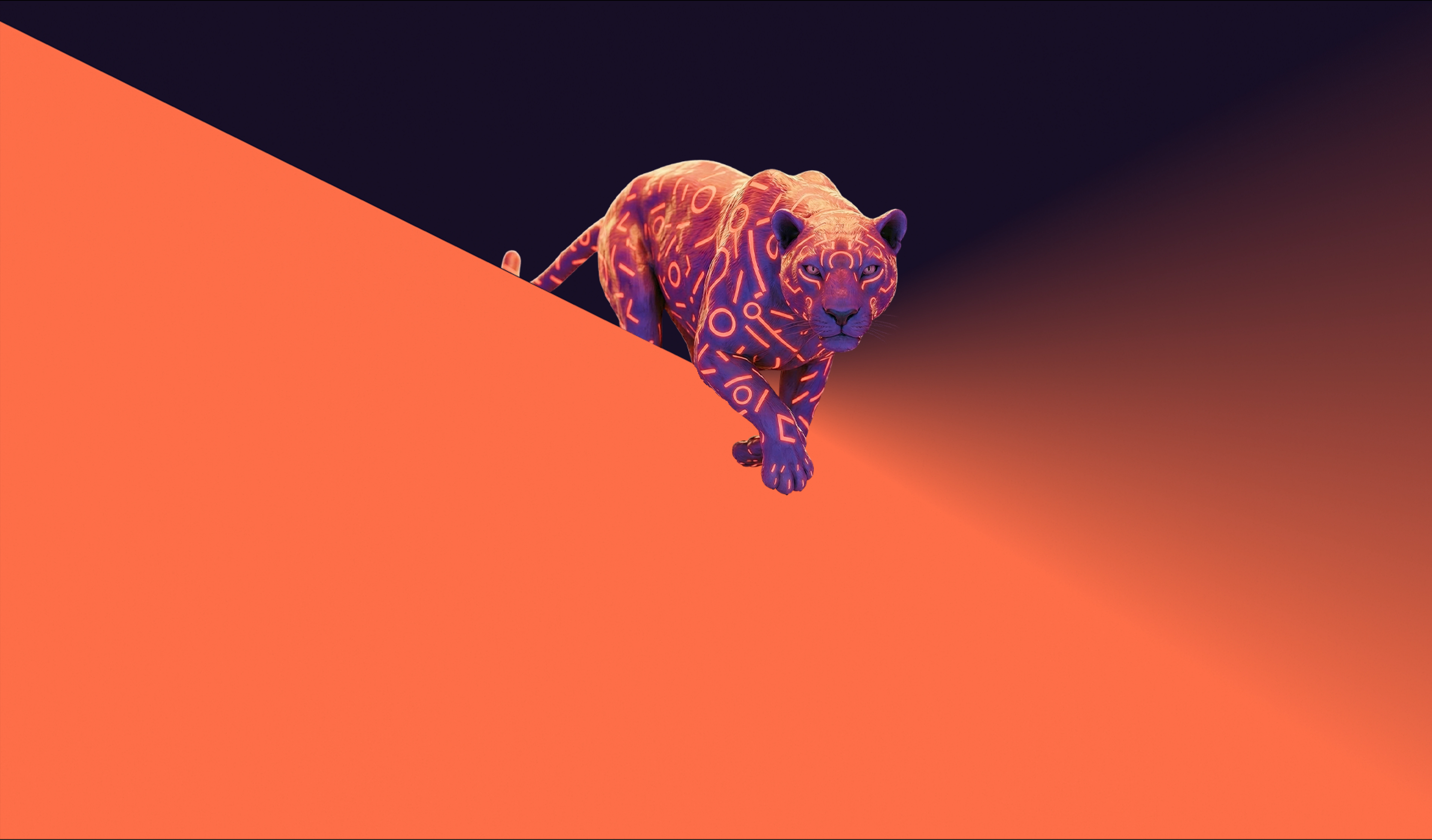 Tiger and background decoration