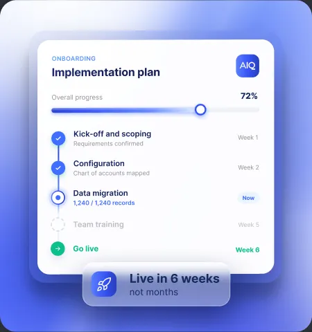 AccountsIQ vs Xledger: live in 4–6 weeks, around 5x faster than ERP